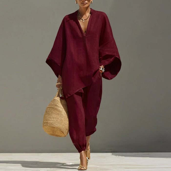 Arina | Women's Casual Two-Piece Set with V-Neck