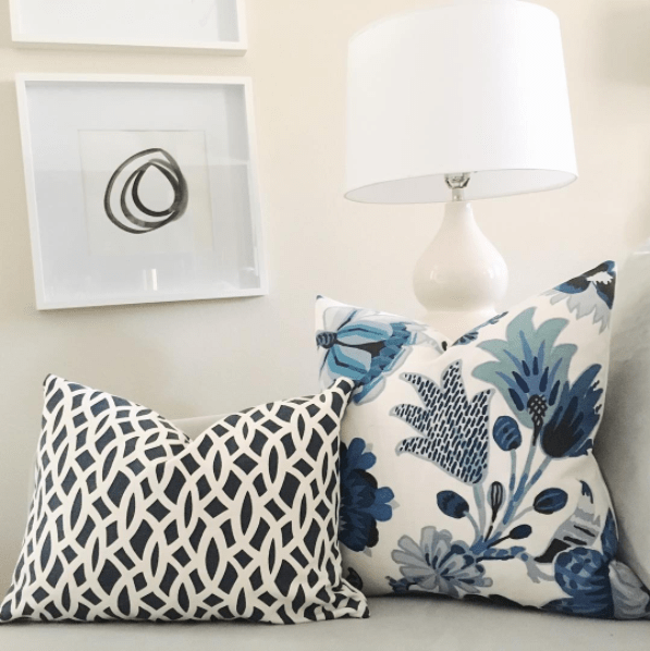 Chain Link Navy & Cambourne Blue Custom Designer Pillow combo | Arianna Belle