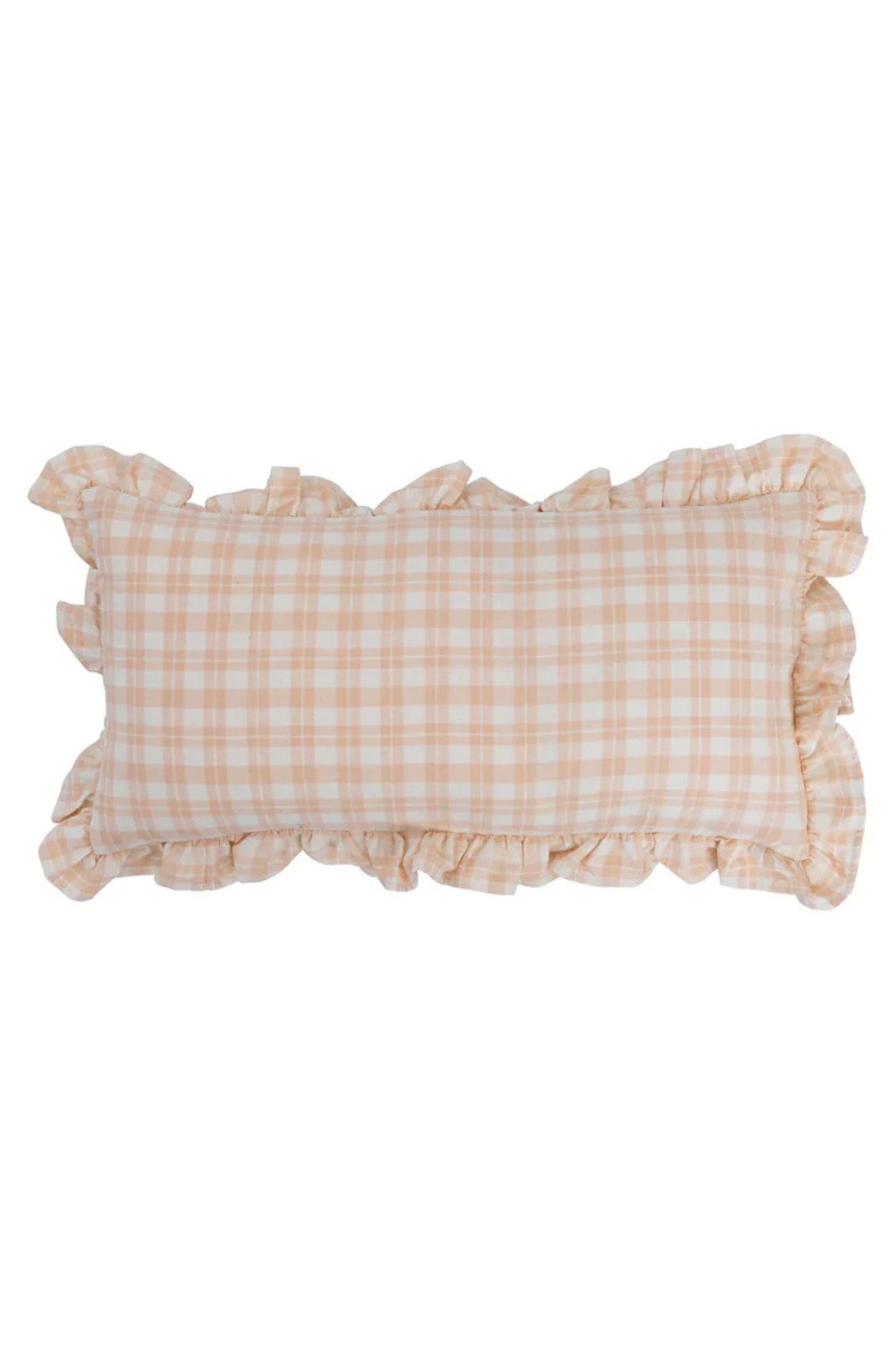 24" x 12" Cotton Lumbar Plaid Pillow with Ruffle