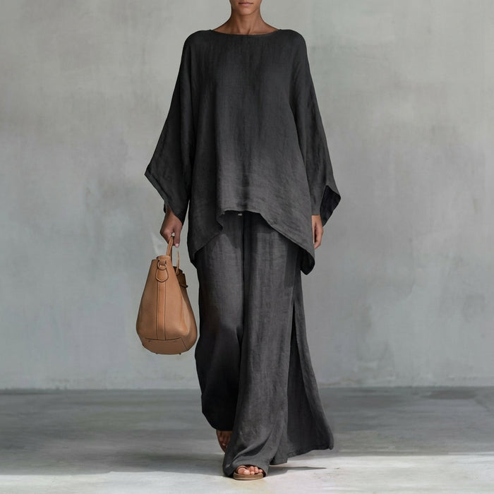 Cristina | Soft Two-Piece Set with Long Sleeves and Wide Pants