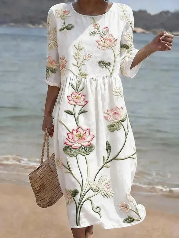 Kayla | Printed Plant and Flower Dress