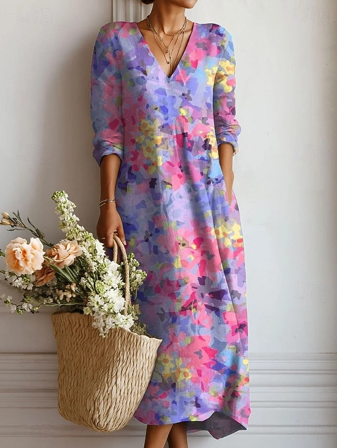 Kelly™ | Comfort Dress with Watercolor Floral Print