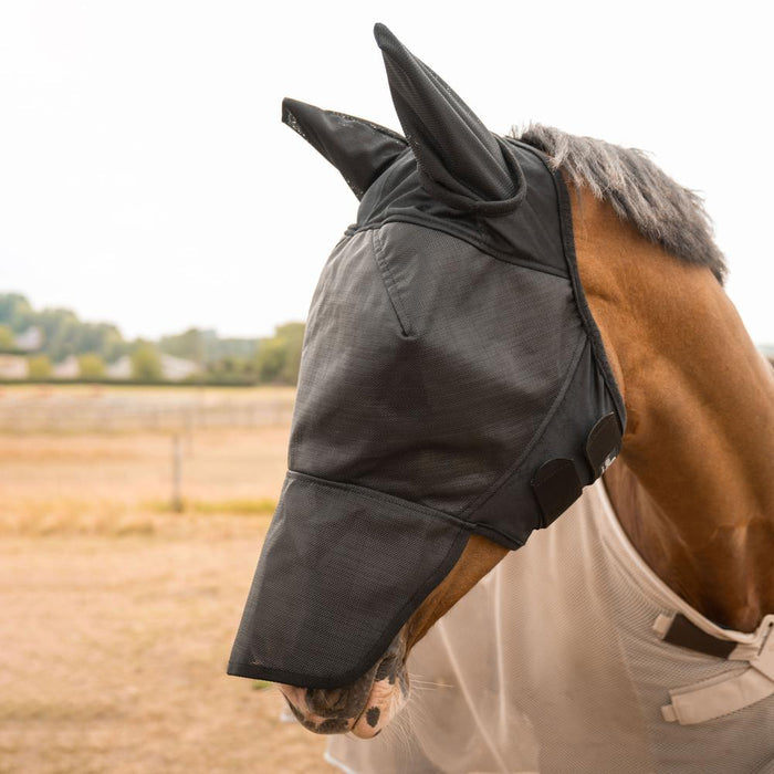 Kentucky Horsewear Fly Mask Pro Strong with Ears & Nose Black - Equiluxe Tack
