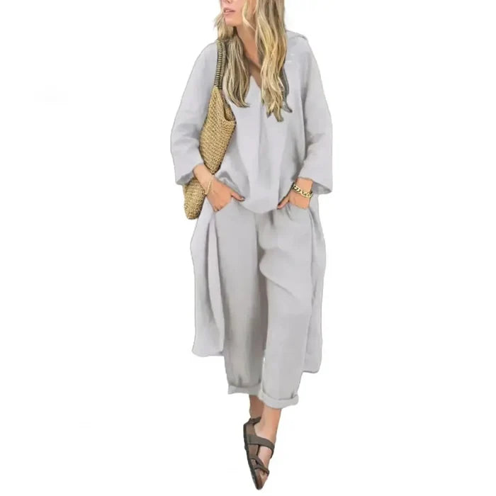 Lucía | Relaxed Long Vest and Wide-Leg Pants Two-Piece Set