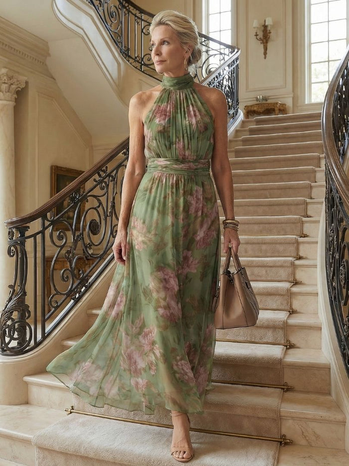 Mirelle | Gathered Halter Midi Dress
