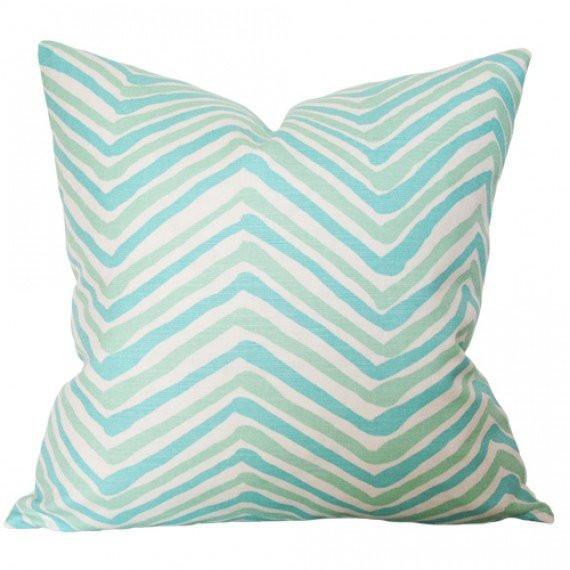 Zig Zag Aqua Light Turquoise Custom Designer Pillow | Arianna Belle