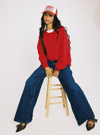 Naylor Mid Rise Wide Leg Jeans Mid Blue Denim Petite