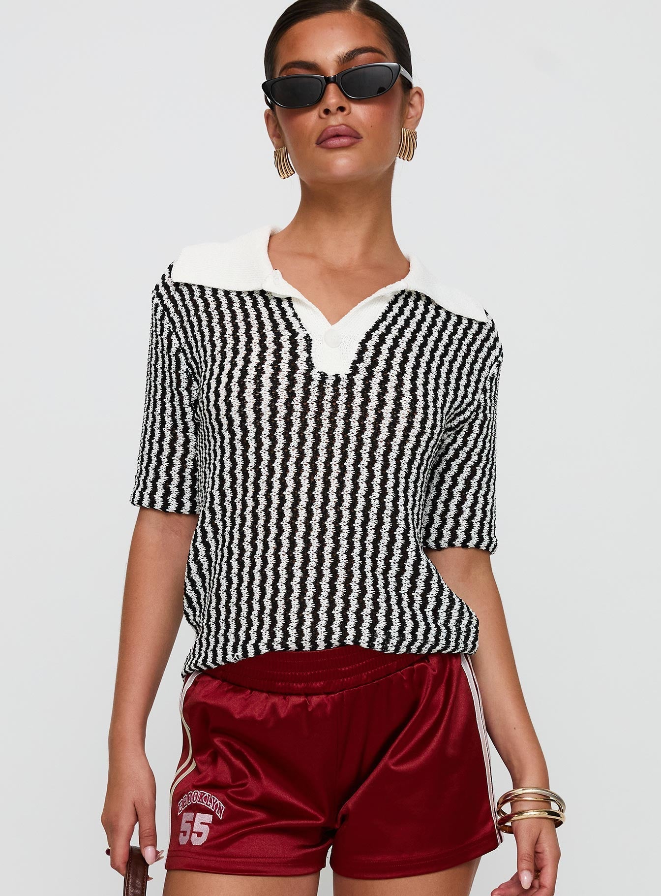 Tristar Collared Top Black