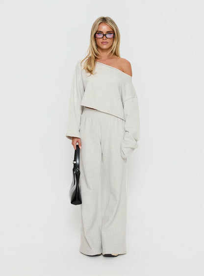 Retreat Raw Edge Off Shoulder Jumper Snow Marle
