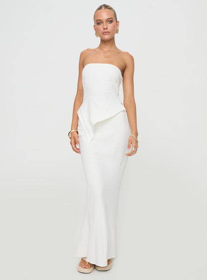 Mercer Linen Blend Maxi Skirt White
