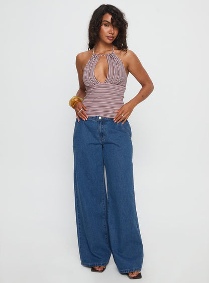 Polaris Mid Rise Straight Leg Jeans Mid Blue
