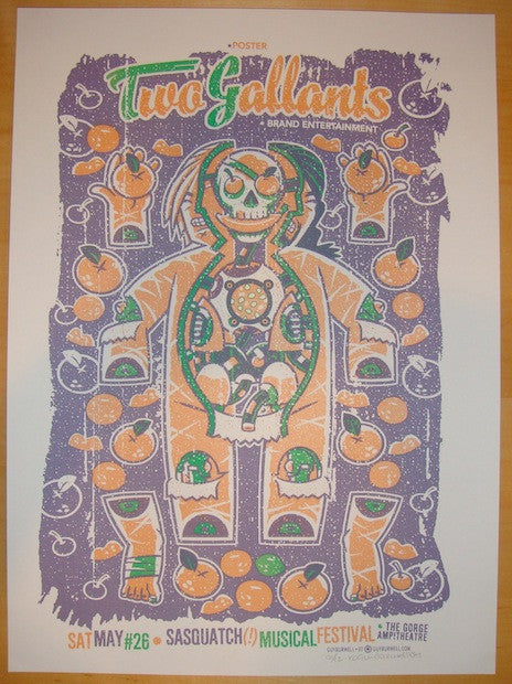 2007 Two Gallants - Sasquatch! Concert Poster by Guy Burwell