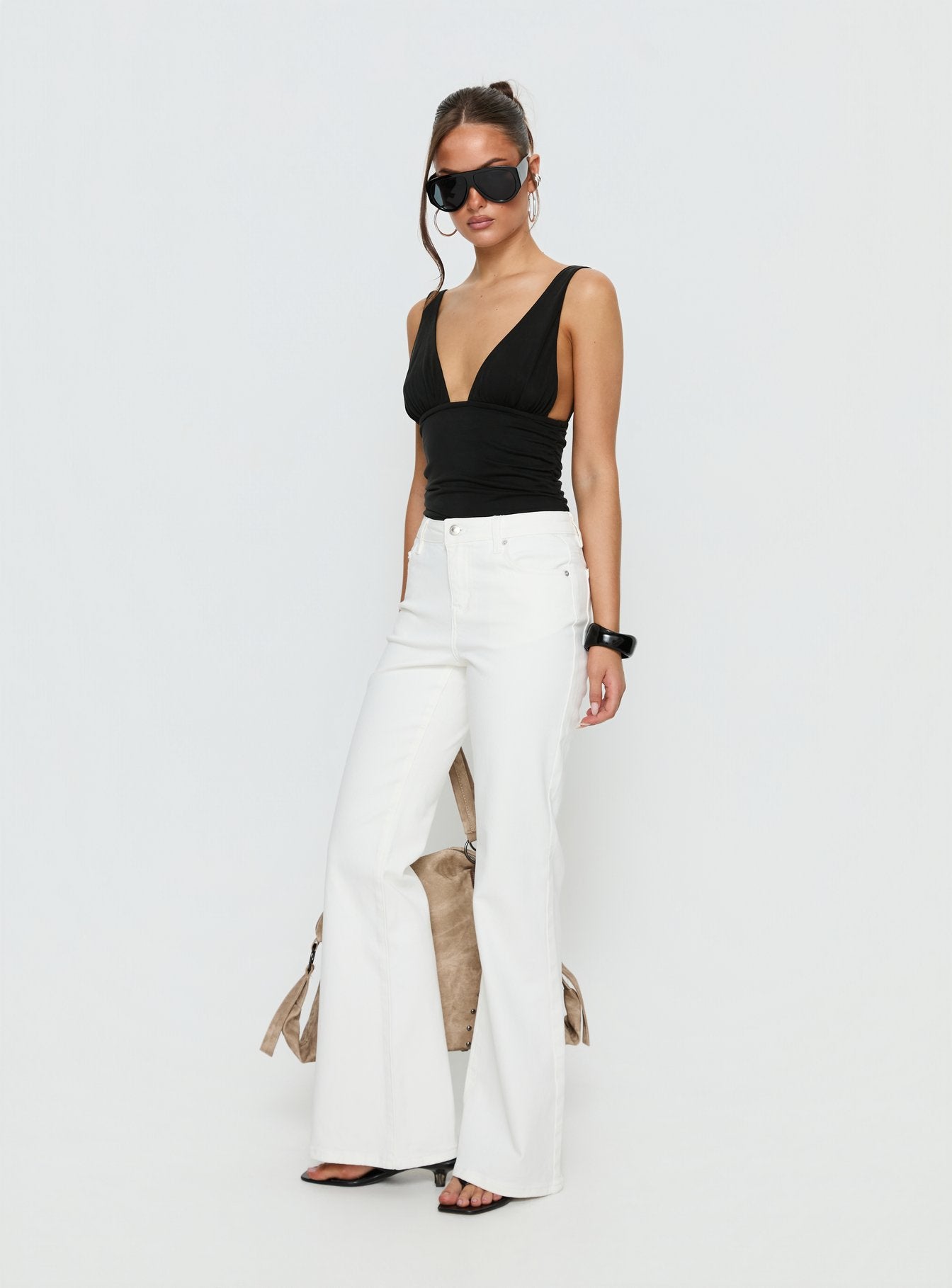 Magic Mirror Mid Rise Bootleg Jeans Ecru