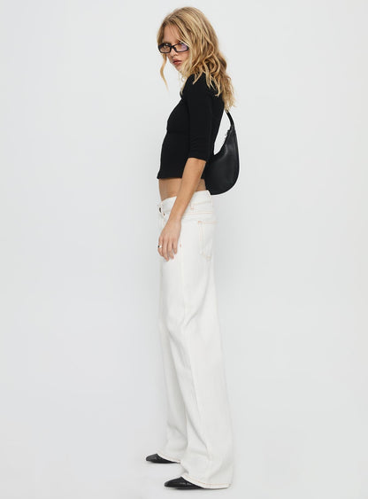 Top Model Low Rise Straight Leg Jeans Porcelain