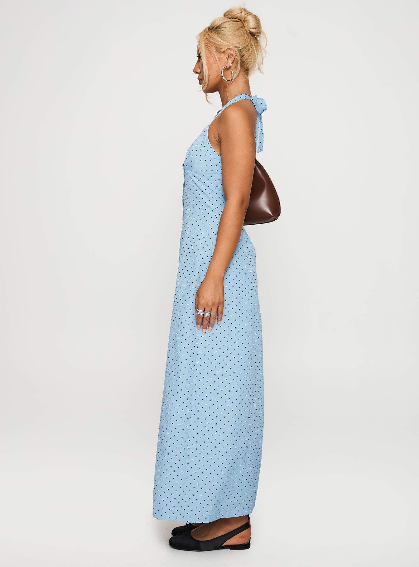 Mallorie Halter Maxi Dress Blue / Black Polka