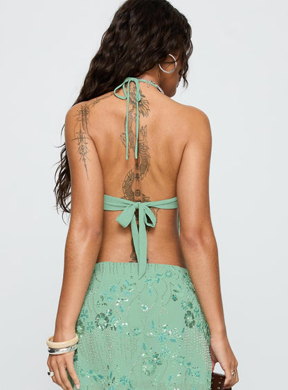 What A Coincidence Beaded Top Teal