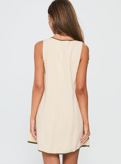 All My Loving Contrast Babydoll Mini Dress Cream