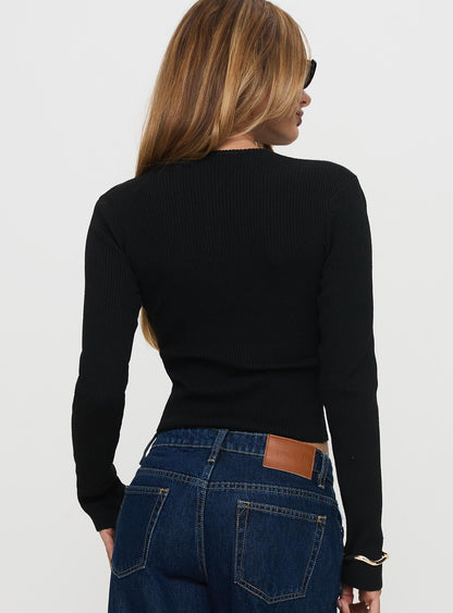 Suzu Long Sleeve Knit Top Black