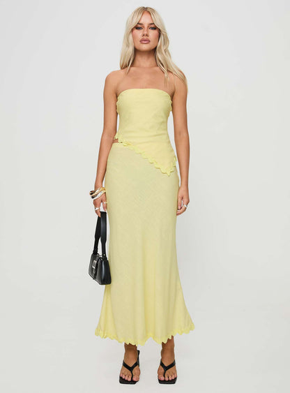 Sunburst Strapless Top Yellow