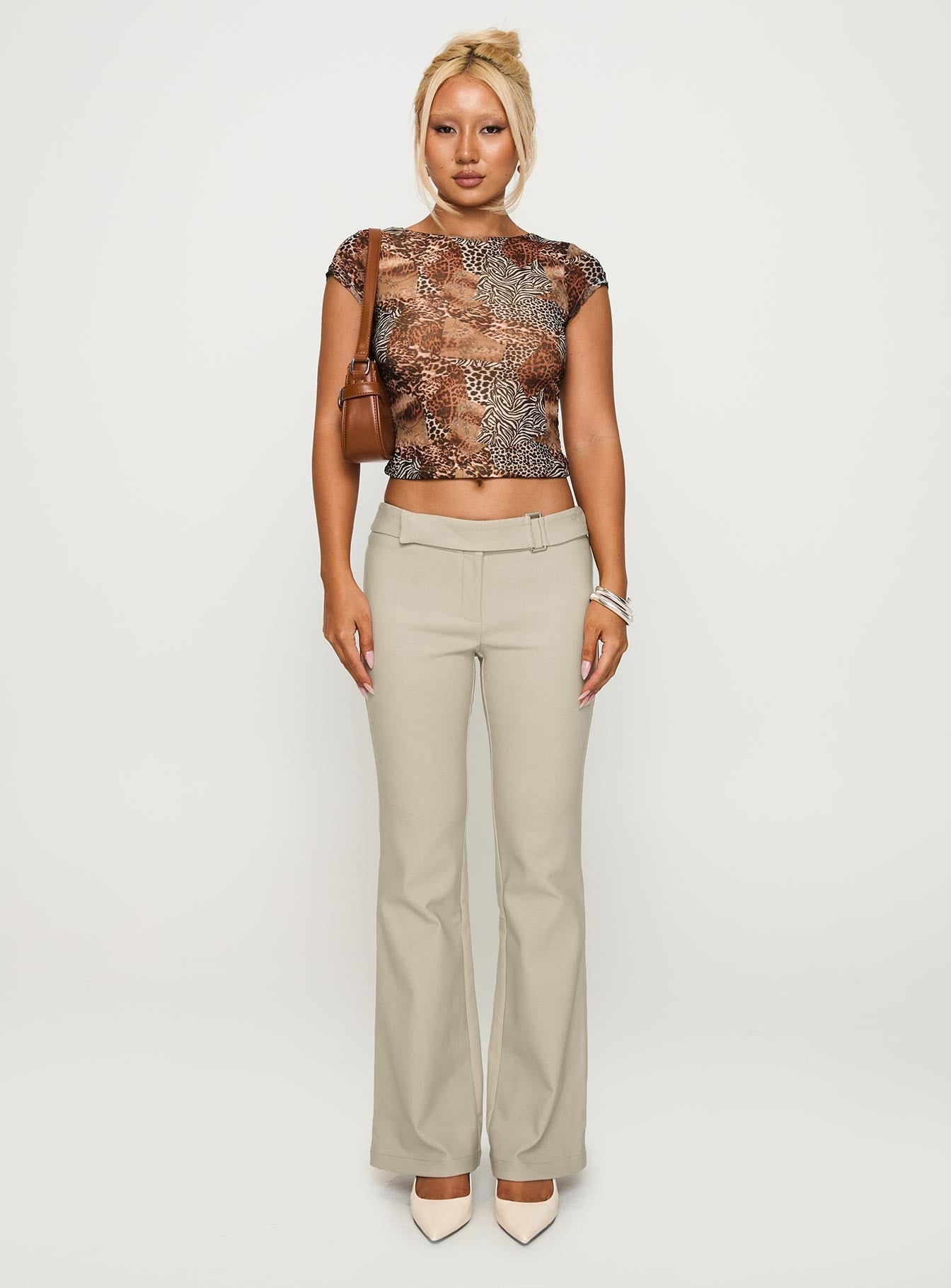 Tied In Short Sleeve Top Leopard