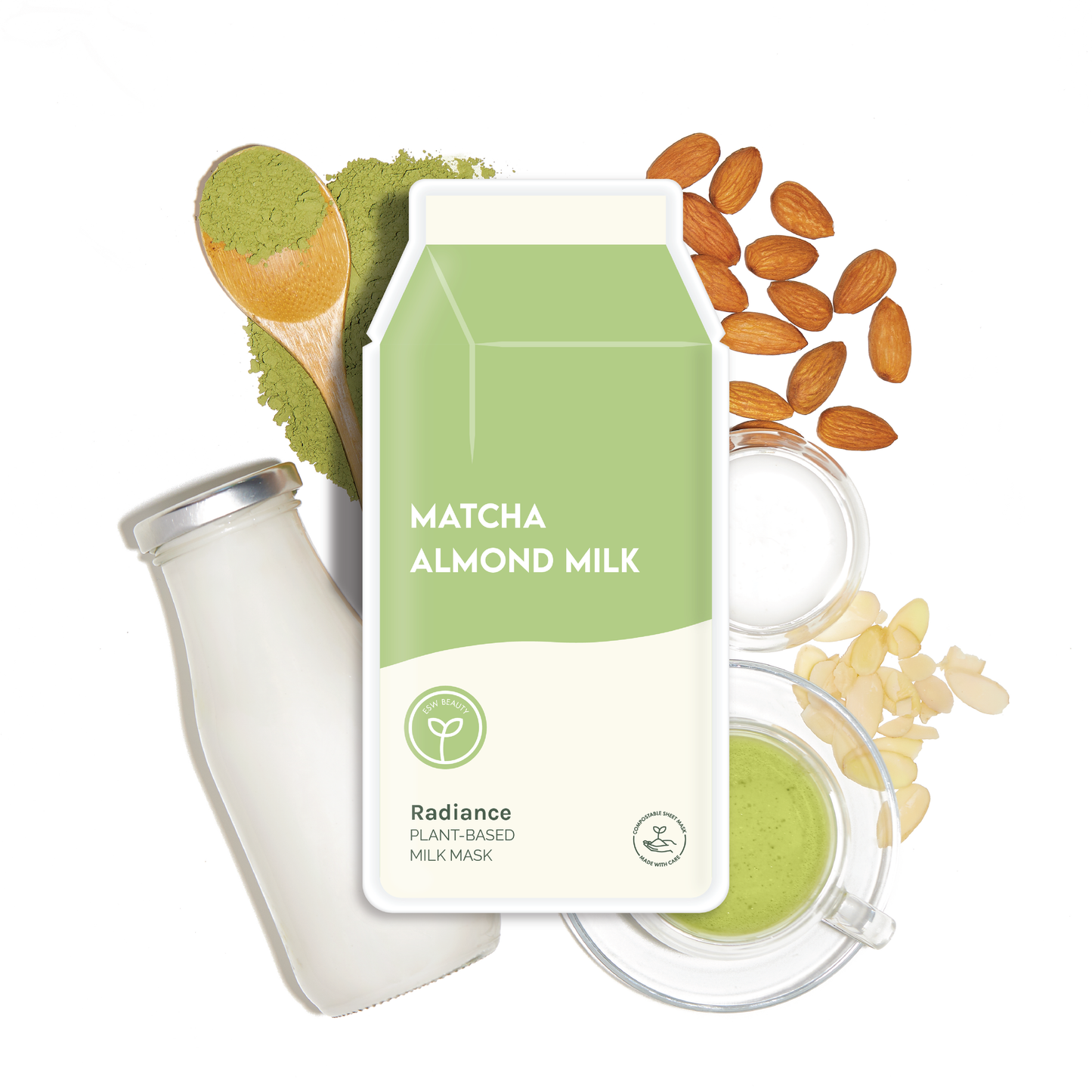ESW BEAUTY - Matcha Almond Milk Radiance Plant-Based Milk Sheet Mask