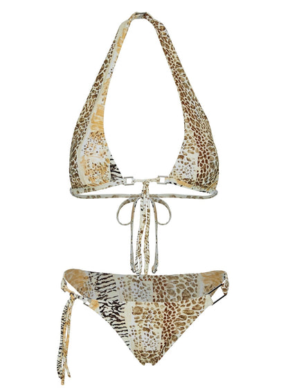 Janessa Hardware Tie Side Bikini Bottoms Animal Splice