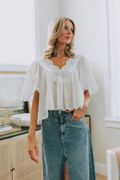 FREE PEOPLE - Costa Eyelet Top
