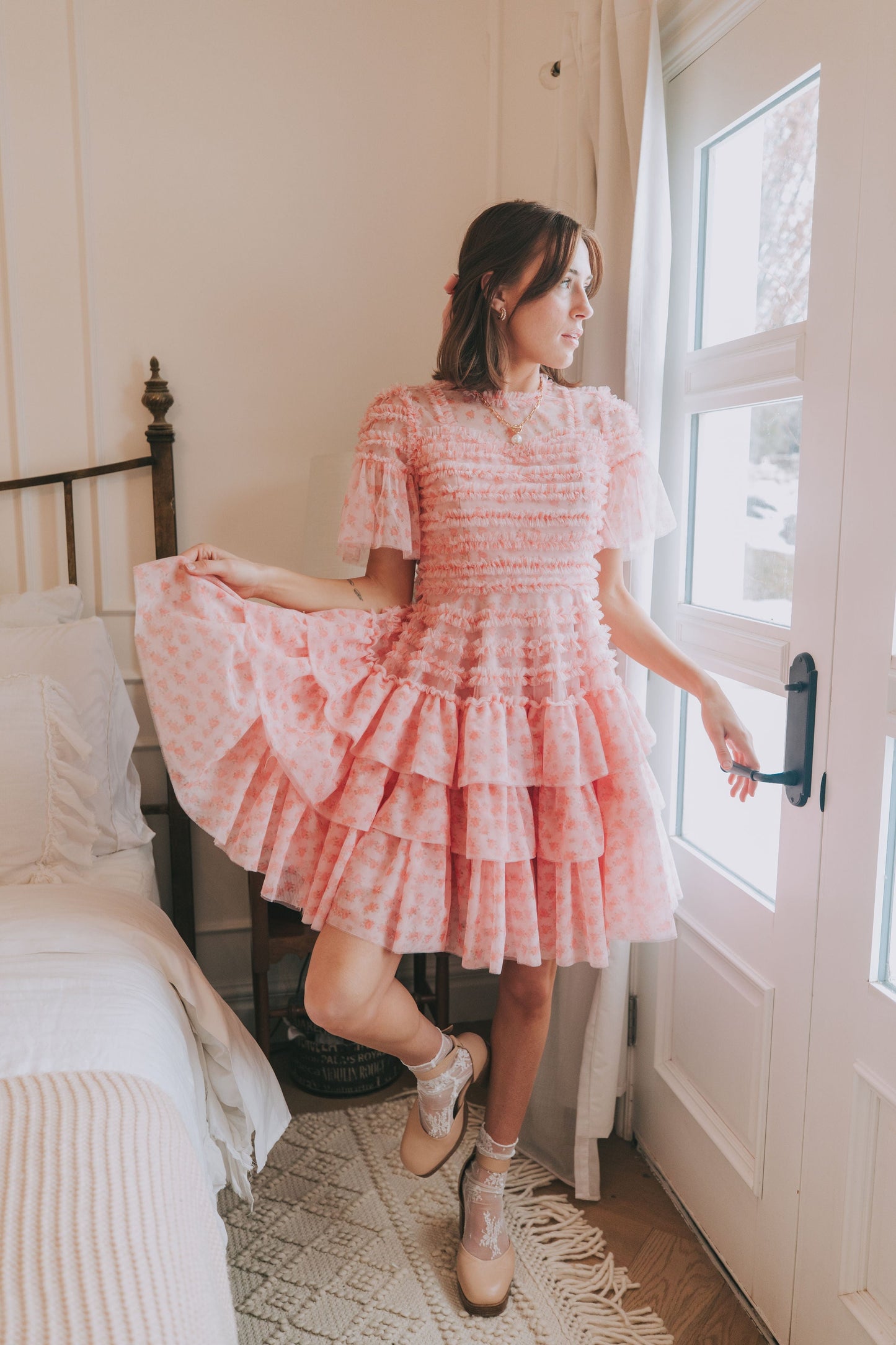 EXCLUSIVE - Cherry Blossom Ripple Dress