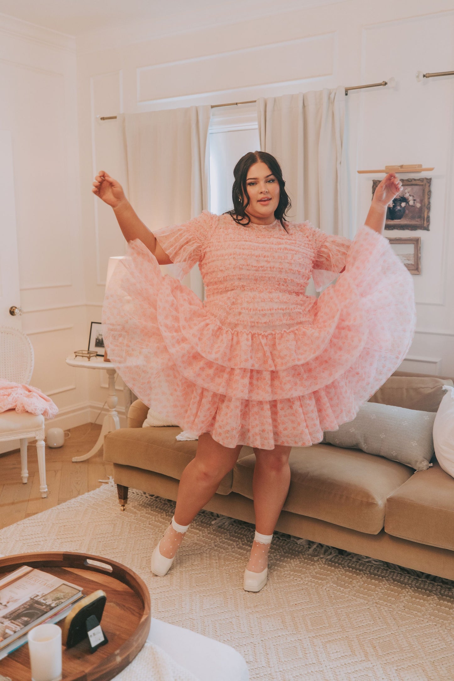 EXCLUSIVE - Cherry Blossom Ripple Dress