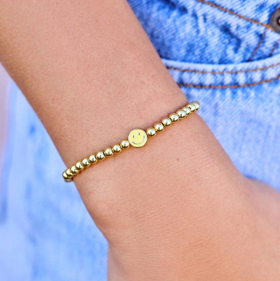 PURA VIDA - Happy Face Ball Bead Stretch Bracelet
