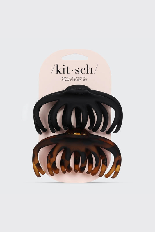 KITSCH - Recycled Plastic Octopus Claw Clip 2pc Set - Black and Tortoise