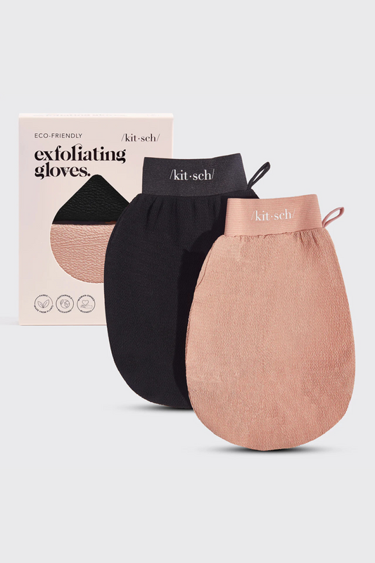 KITSCH - Exfoliating Gloves 2pc Set - Black & Terracotta