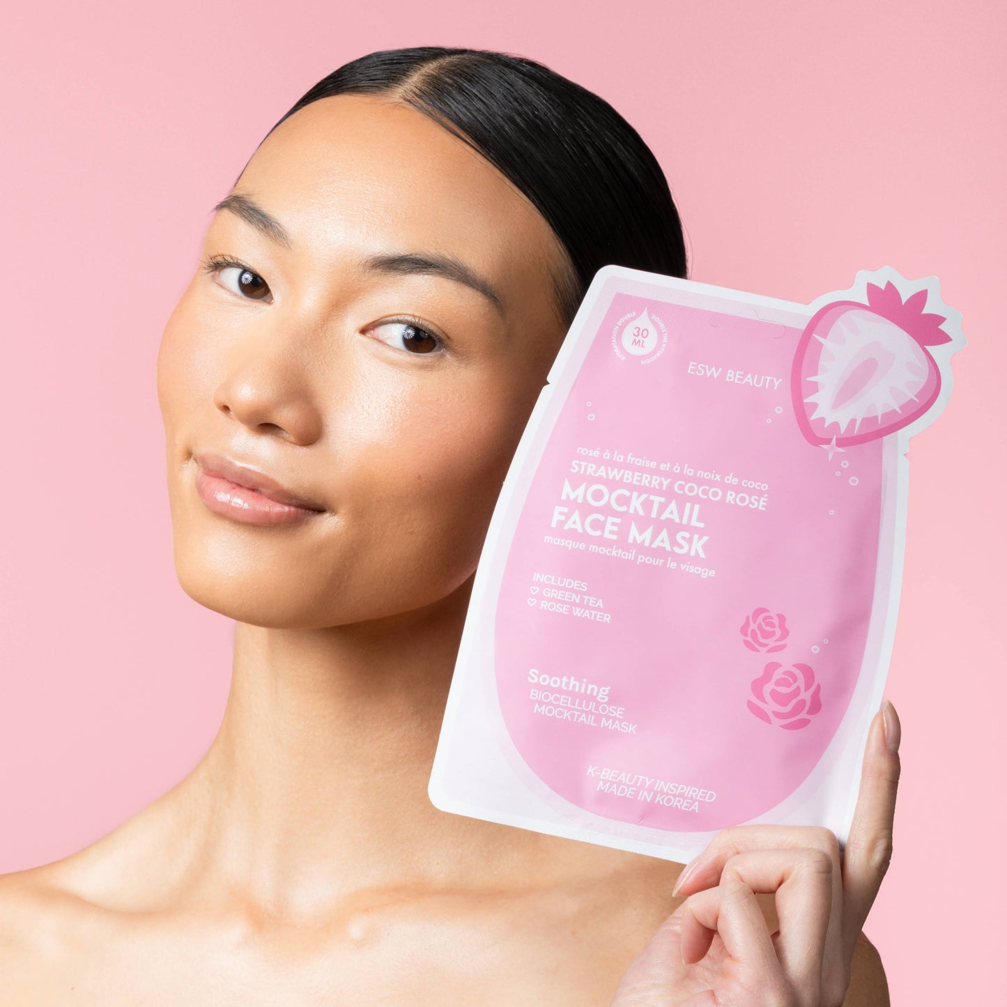 ESW BEAUTY - Strawberry Coco Rosé Soothing Biocellulose Mocktail Mask