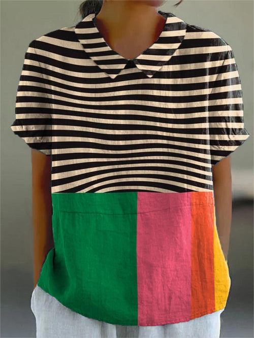 Adriana | Bold Striped and Color Block Shirt