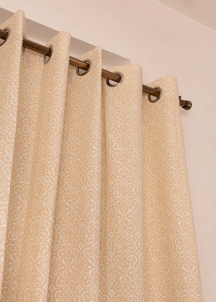 Antique Rose 100% cotton minimal curtain for living room - Light Reduction - Cream - Single Piece