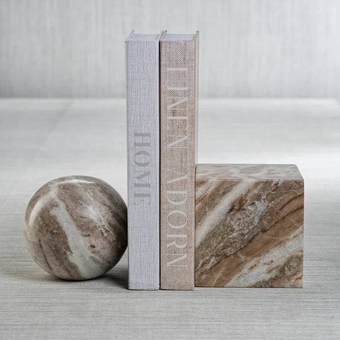 ARABESCATO MARBLE BOOKEND - CUBE