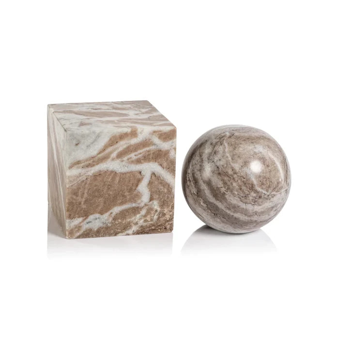 ARABESCATO MARBLE BOOKEND - CUBE