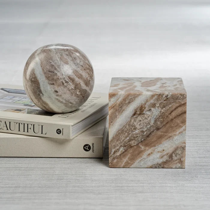 ARABESCATO MARBLE BOOKEND - CUBE