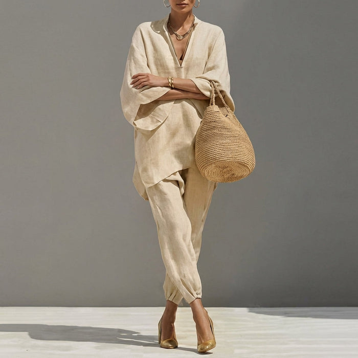 Arina | Women's Casual Two-Piece Set with V-Neck