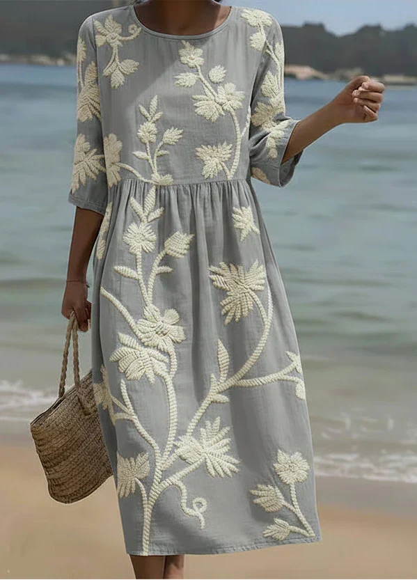 Ashley | Midi Dress Printed with Plants & Flowers