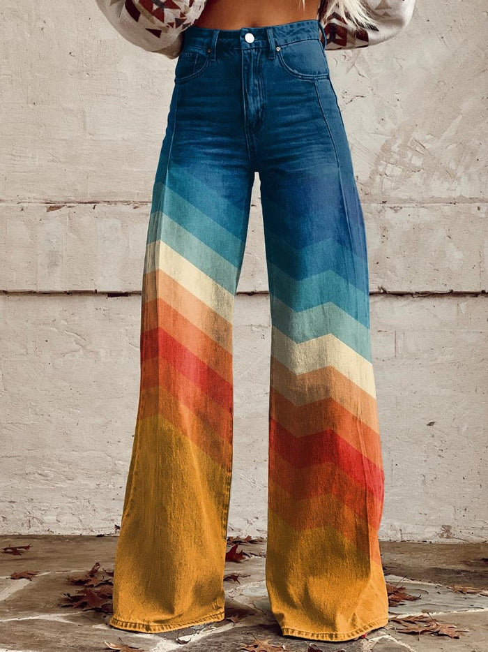 Ava - Elegant Retro Zigzag Pants