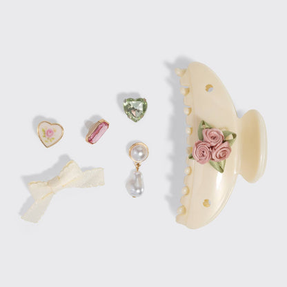 KITSCH - KitschPop™️Curved Claw Clip 7pc Set - Pearlized Cream