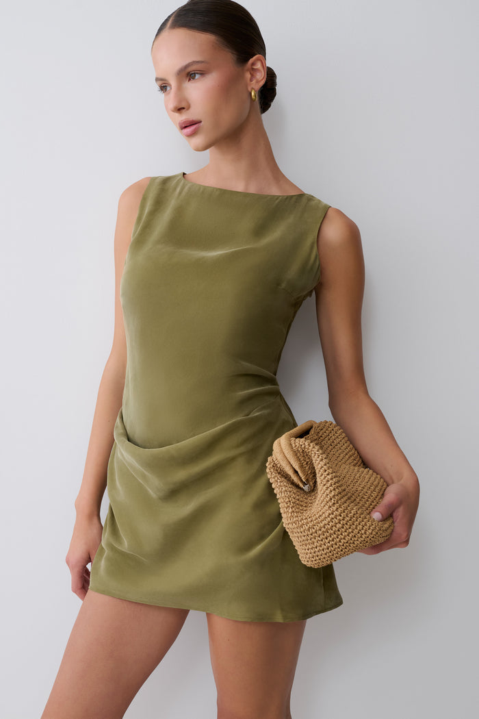 Bexley Draped Mini Dress - Olive
