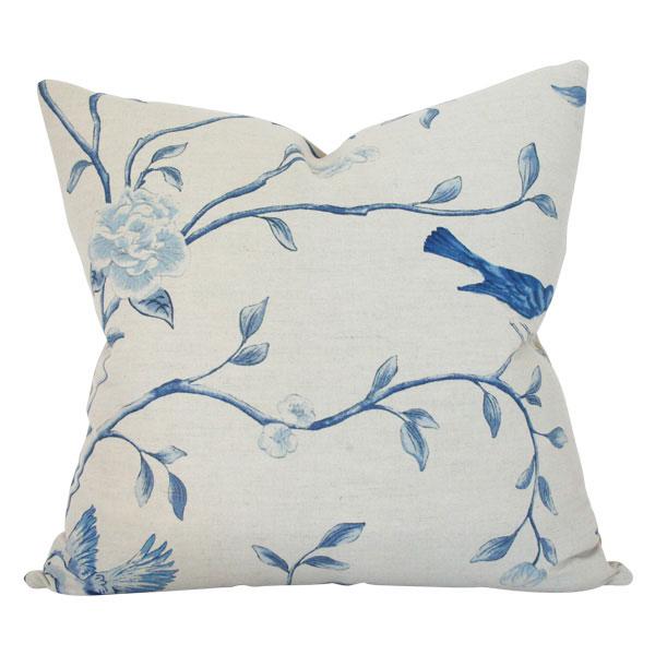 Blue & Taupe Chinoiserie Custom Designer Pillow | Arianna Belle