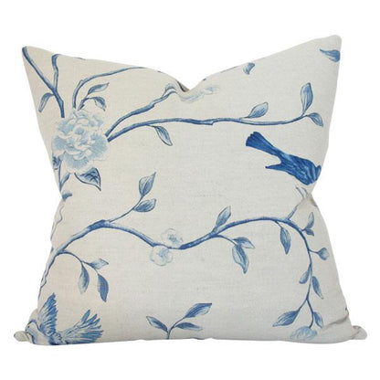 Blue & Taupe Chinoiserie Custom Designer Pillow | Arianna Belle
