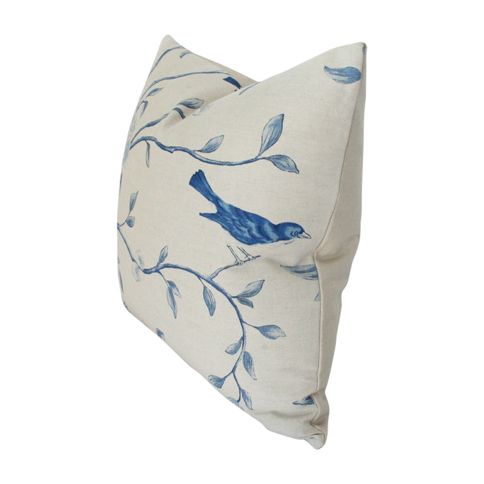 Blue & Taupe Chinoiserie Custom Designer Pillow side view | Arianna Belle