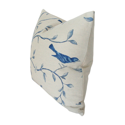 Blue & Taupe Chinoiserie Custom Designer Pillow side view | Arianna Belle