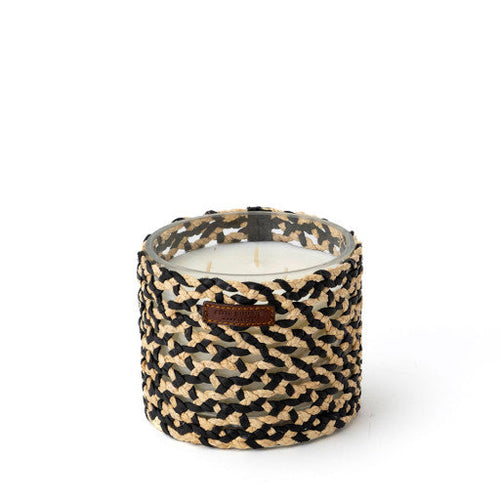 BOUGIE RAPHIA CUIR MINA NOIR M / NARGUILE FLEUR ORANGE