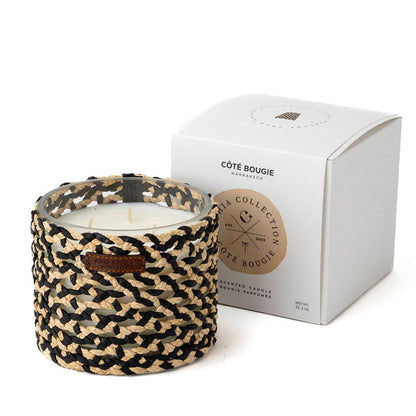 BOUGIE RAPHIA CUIR MINA NOIR M / NARGUILE FLEUR ORANGE