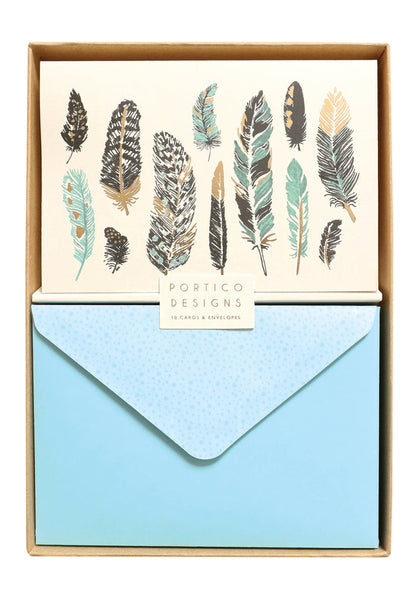 Boxed Notecard Set with feather design